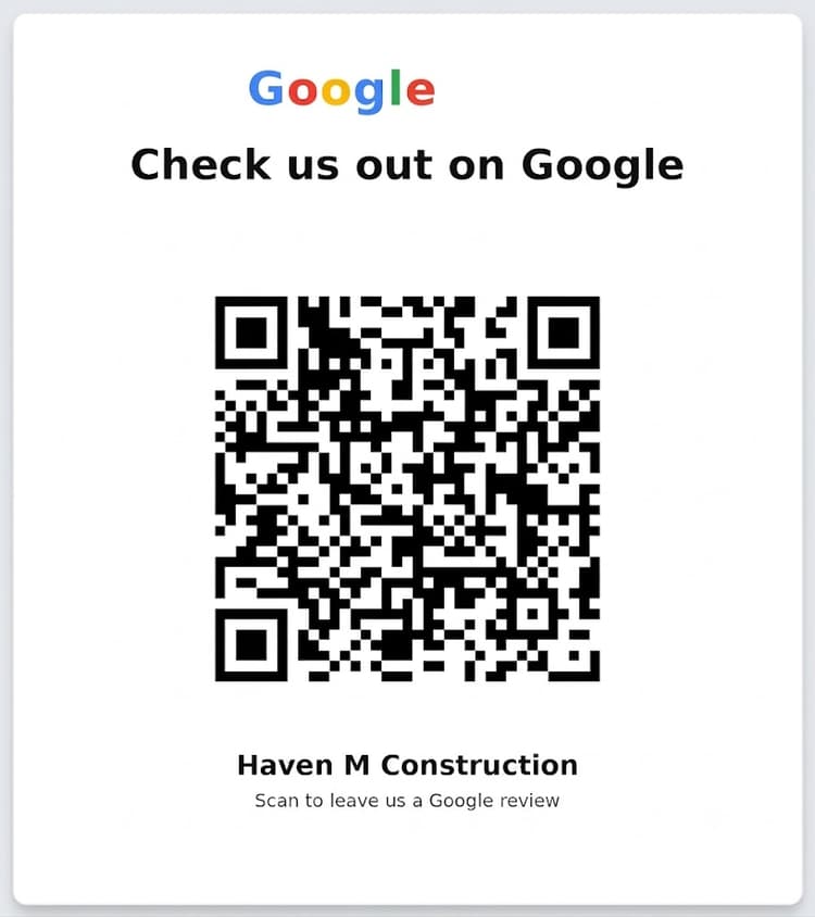 Scan or click QR code to leave a review for Haven M Construction